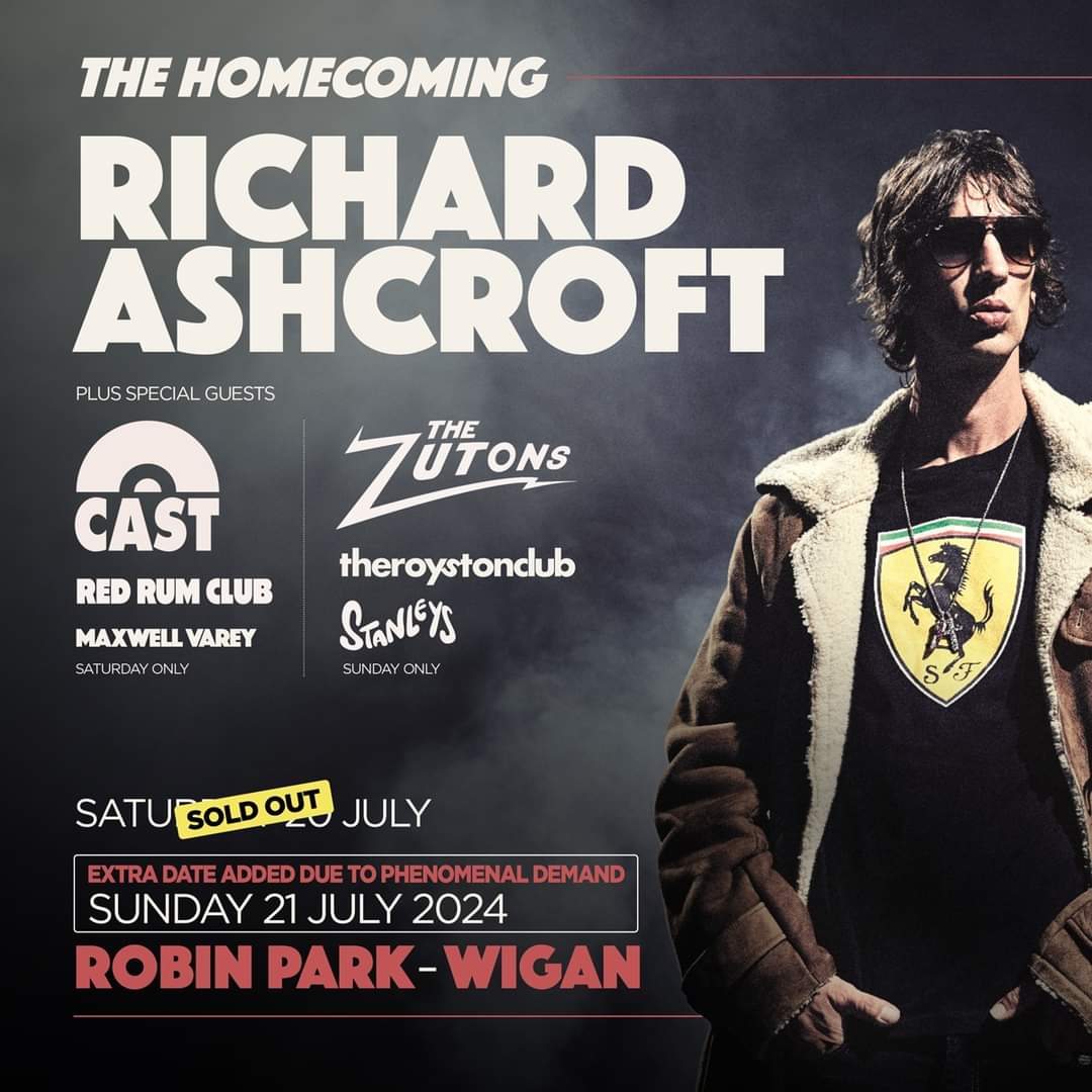 RICHARD ASHCROFT ANNOUNCES SPECIAL GUESTS FOR WIGAN HOMECOMING