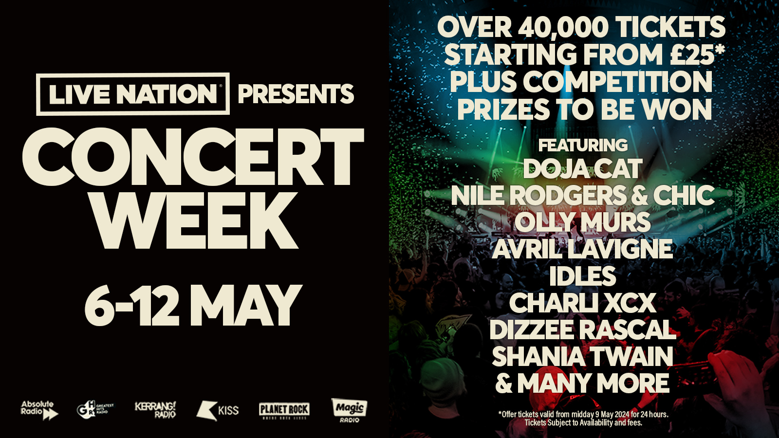 LIVE NATION TO LAUNCH £25 TICKETS FOR CONCERT WEEK 2024