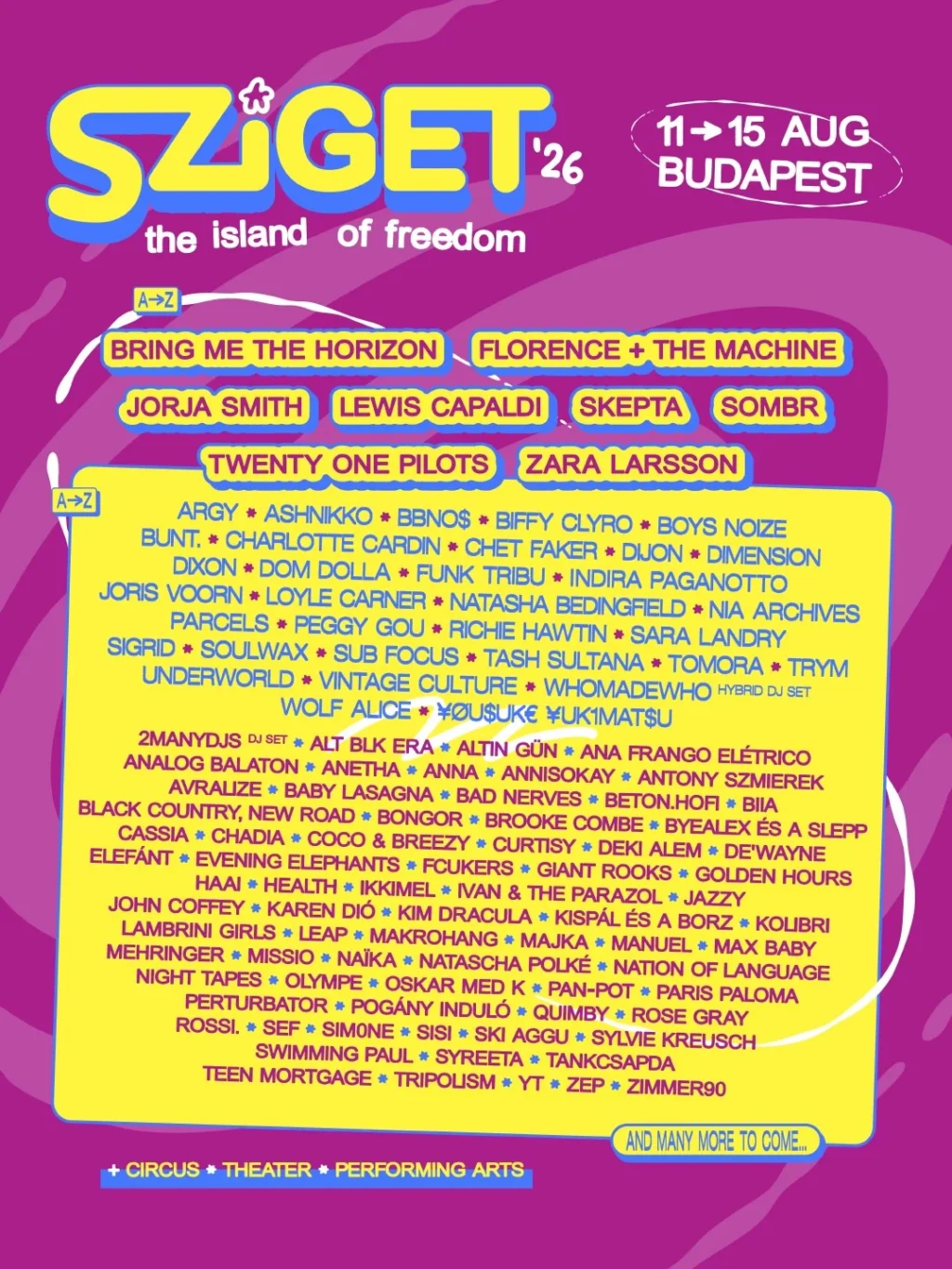 Sziget-Festival-2026-Lineup-Updated